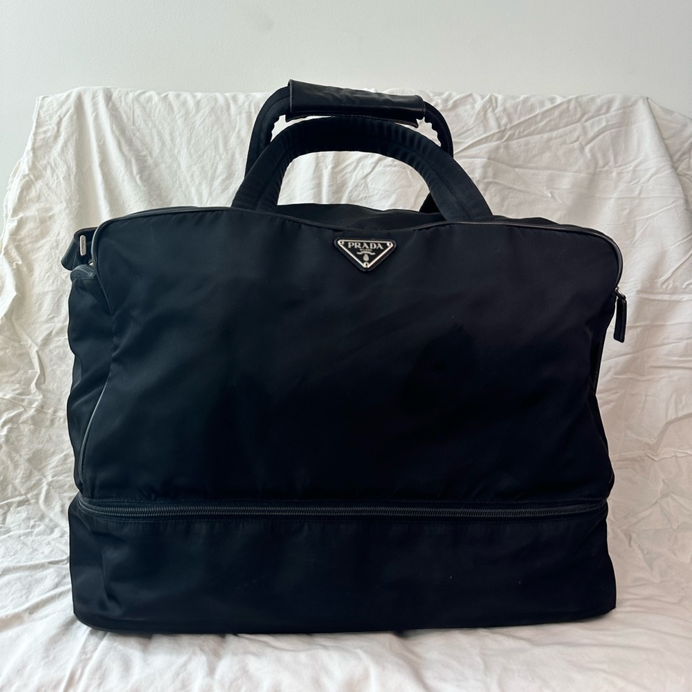 Black Prada Nylon Duffle Bag